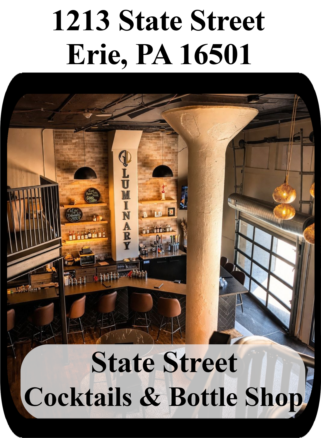 Vertical State Street Distillery Button Photo with Border